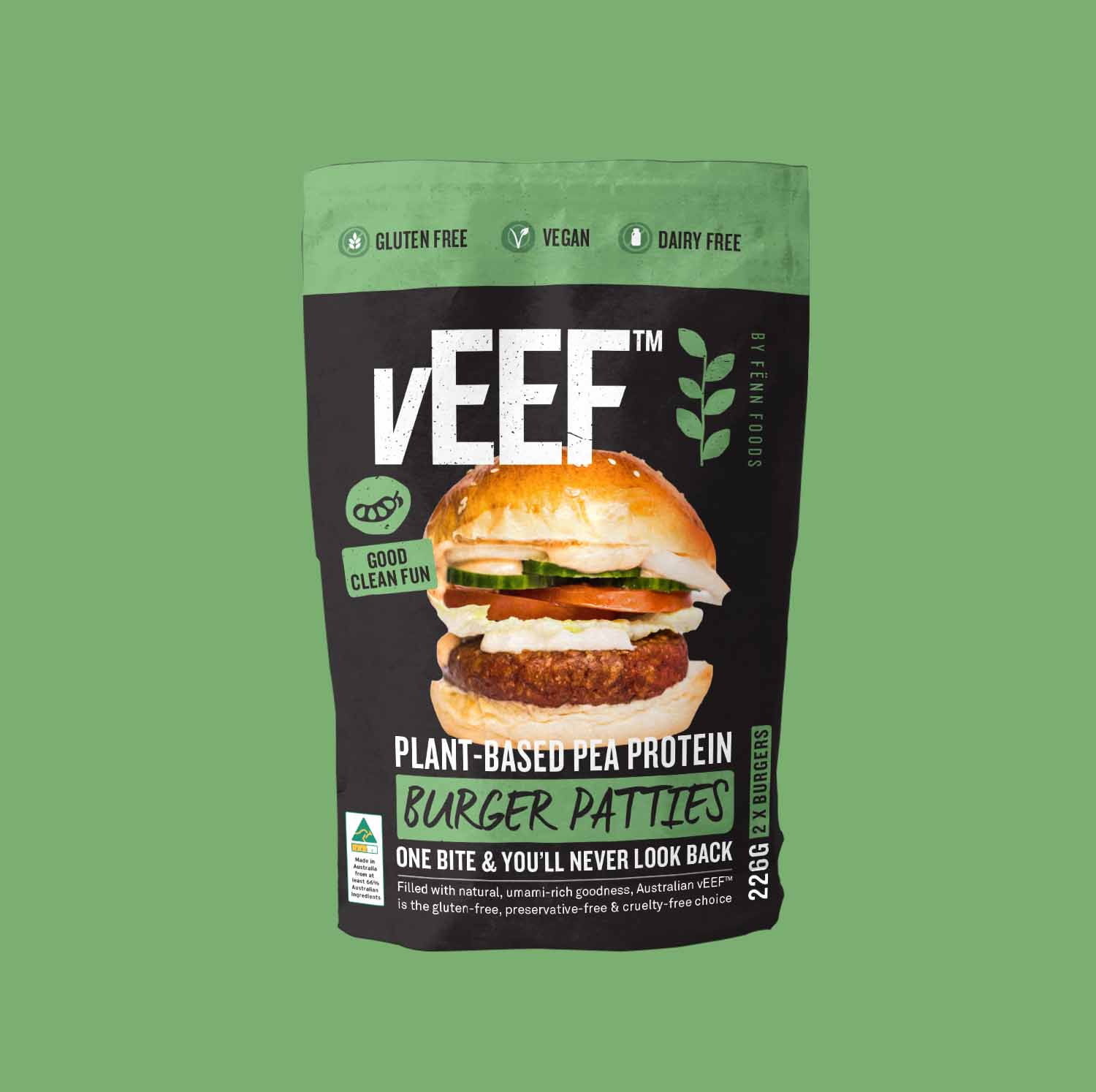 veef pea protein burger packaging design