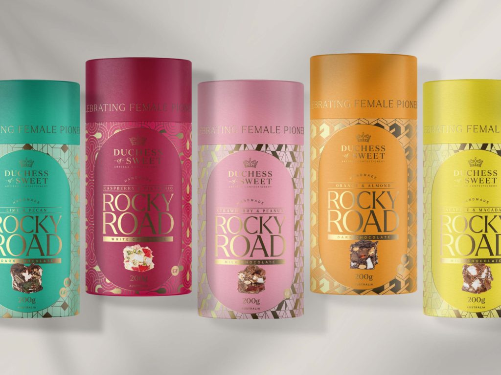 Full range of duchess of sweet chocolate packaging design