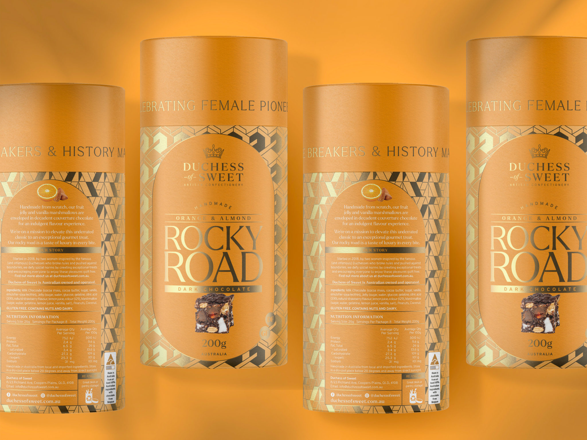 Duchess of Sweet Orange & Almond Rocky Road Chocolate Packaging Design